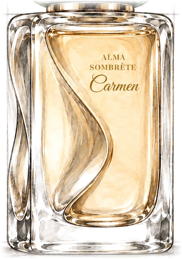 A glimpse of the glass bottle.